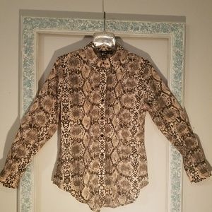 Snake print button down shirt